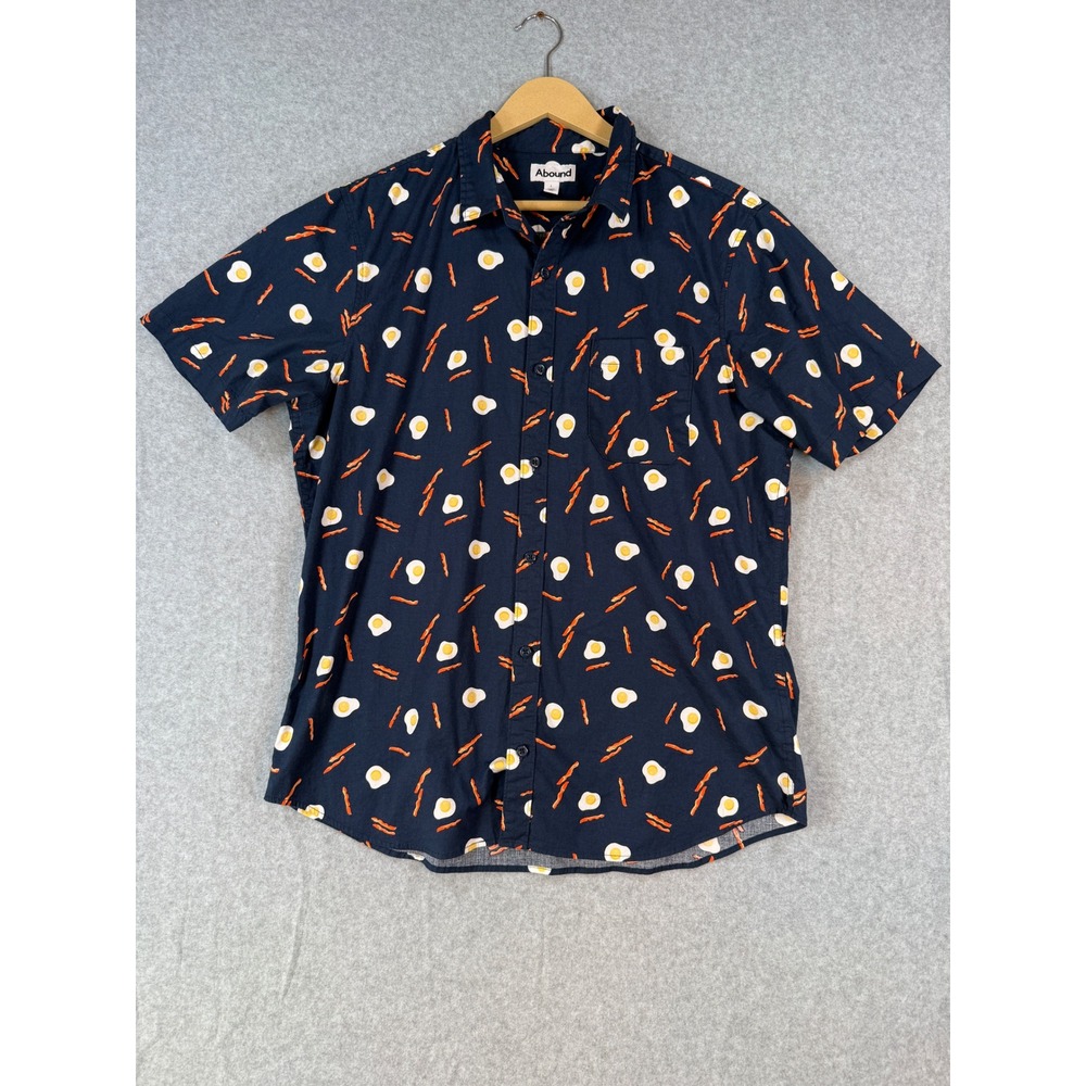Abound Large Button Down Bacon Eggs Novelty Cotton Stretch Shirt